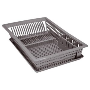 ALUMINIUM ET PLASTIQ Egouttoir à vaisselle + plateau - 48x35,5 cm - gris
