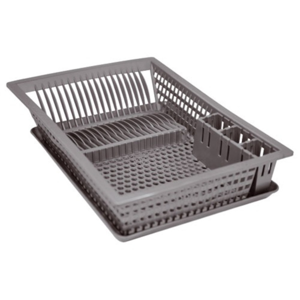 ALUMINIUM ET PLASTIQ Egouttoir à vaisselle + plateau - 48x35,5 cm - gris